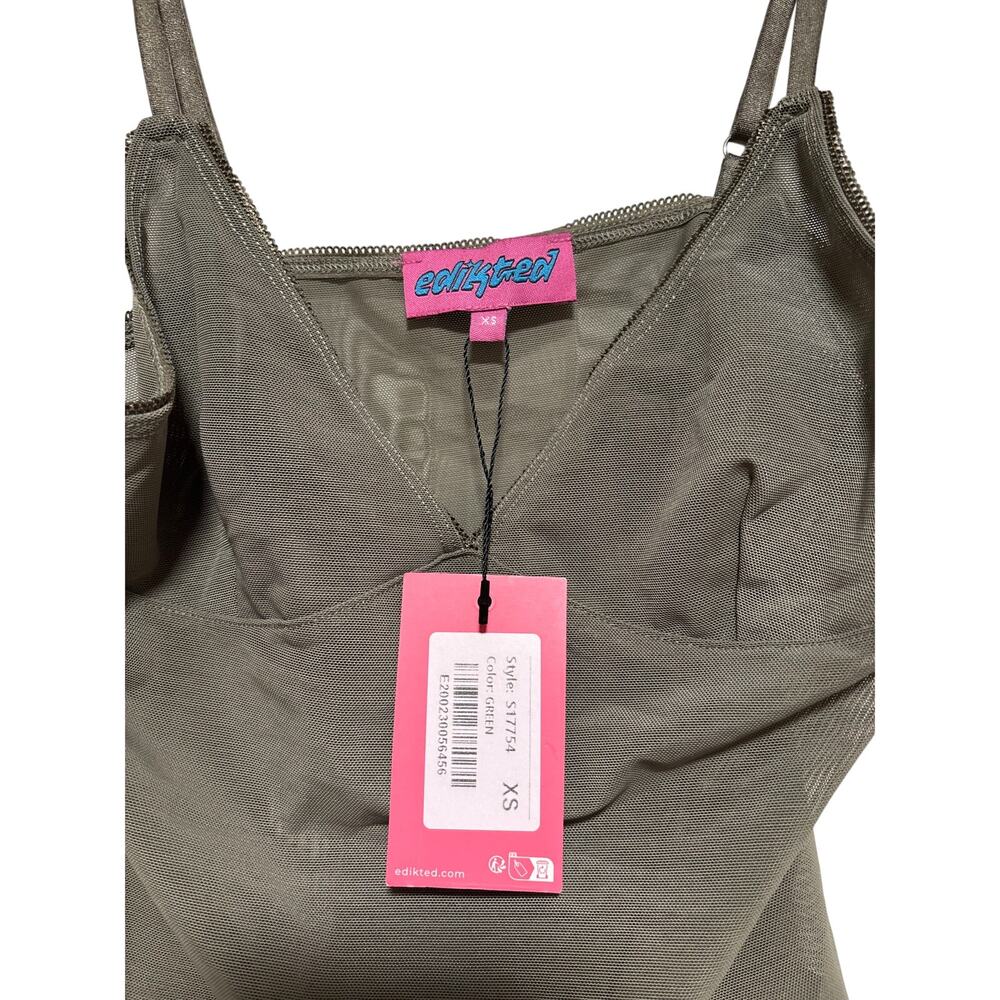 Edikted Green Sheer Mesh Camisole Tank Top XS - Picture 5 of 7